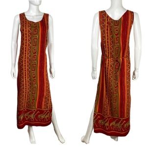 Jane Ashley 90’s Vintage Safari Giraffe Border Sleeveless Maxi Dress